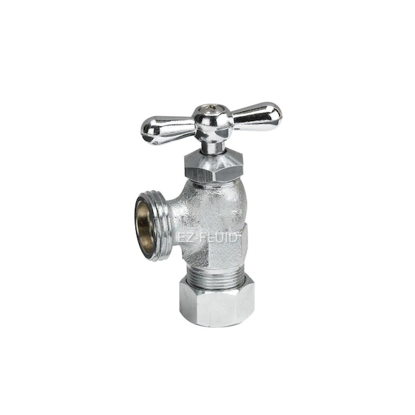 Ez-Fluid 1/2in5/8in OD Comp. x 3/4in MHT Chrome-Plated Washing Machine Valve EZWMV01 - main